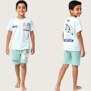 ZARA Bluey Boys Summer Shorts Set - Sky Blue