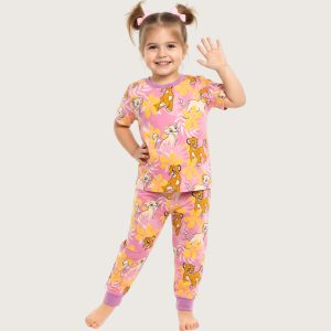 Simba Girls Cotton Half Sleeves Pajama Set - Pink