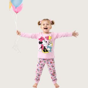 Minnie Bluey Girls Cotton Pajama Set - Pink