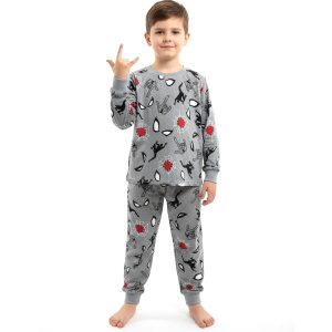 Spiderman Web Boys Cotton Pajama Set - Grey