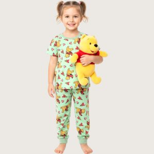 Winnie Girls Cotton Half Sleeves Pajama Set - Green