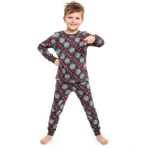 Spiderman Face Boys Cotton Pajama Set - Grey