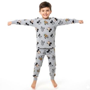 Mickey Goofy Boys Cotton Pajama Set - Grey