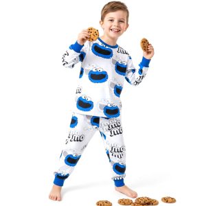Monster Boys Cotton Pajama Set - White Blue