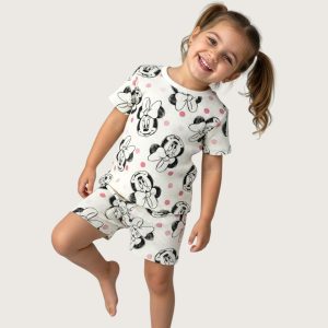 Minnie Dots Girls Shorts Set - White