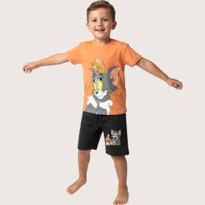 ZARA Tom & Jerry Boys Summer Shorts Set - Orange Black