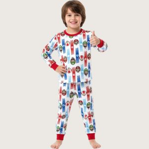 Mario Racing Boys Cotton Pajama Set - White