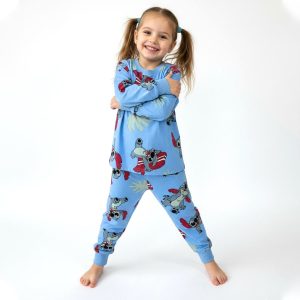 Surf Stitch Girls Cotton Pajama Set - Blue