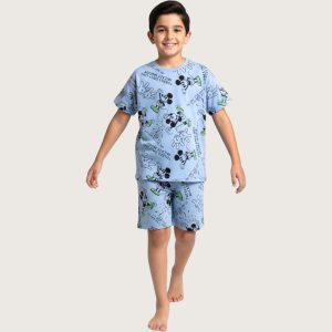 ZARA Only Mickey Boys Summer Shorts Set - Sky Blue