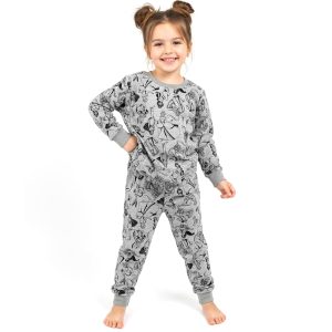 Disney Princess Girls Cotton Pajama Set - Grey