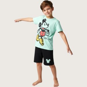 ZARA Cool Mickey Boys Summer Shorts Set - Green Black