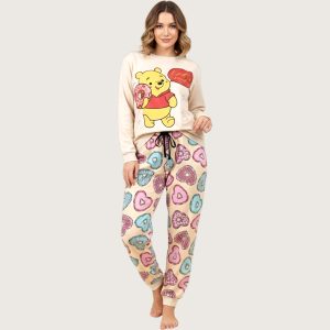 Donuts Ladies Mix n Match Print Pajama Set - Cream