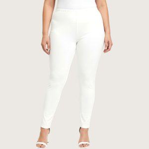 Plain Ladies Slim-Fit Leggings - White