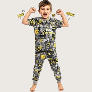 Batman Crack Boys Cotton Half Sleeves Pajama Set - Black