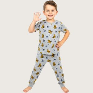 Winnie Boys Cotton Half Sleeves Pajama Set - Grey