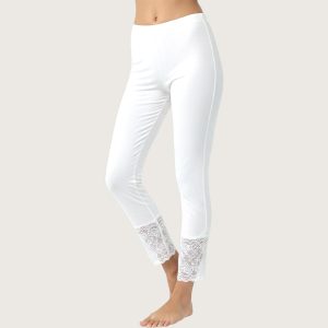 Plain Lace Ladies Slim-Fit Leggings - White