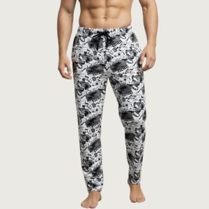 Batman Men Cotton Pant - White Black