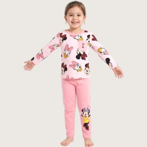 Daisy Minnie Girls Cotton Pajama Set - Pink
