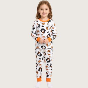 Halloween Kitty Girls Full Sleeves Pajama Set MCHAKKY - White