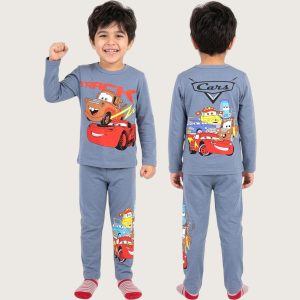 Cars Track Boys Cotton Pajama Set - Grey