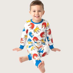Sonic Ring Boys Full Sleeves Pajama Set MCHAKKY - White