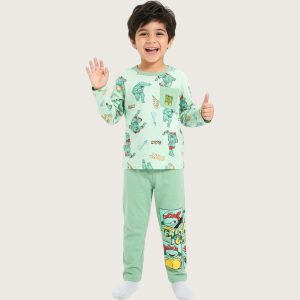 Team Turtle Boys Cotton Pajama Set - Green