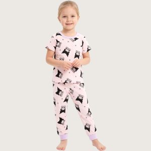 Kuromi Plus Girls Half Sleeves Pajama Set - Pink