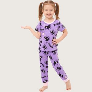 Kuromi Turn Girls Half Sleeves Pajama Set - Purple