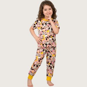 Minnie Girls Cotton Half Sleeves Pajama Set MCHAKKY - Pink