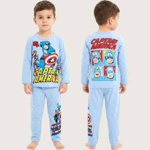 Captain America Boys Full Sleeves Pajama Set KHAFIF - Blue