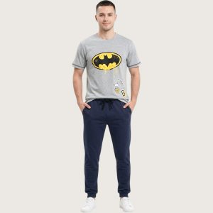Batman Men's Pajama Set - Grey Blue