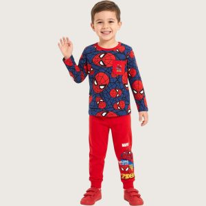 Marvel Spider Boys Cotton Pajama Set - Blue Red