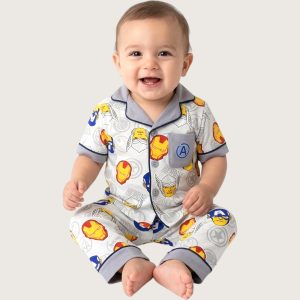 Capt. America Infant Boys Front Open Pajama Set - Greu