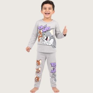 Tom & Jerry Boys Cotton Pajama Set - Grey