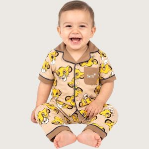 Sweet Simba Infant Boys Front Open Pajama Set - Brown