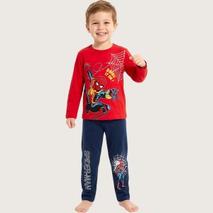 Bring Spiderman Boys Cotton Pajama Set - Red Blue