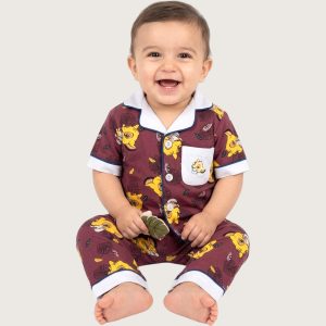 Simba Infant Boys Front Open Pajama Set - Maroon