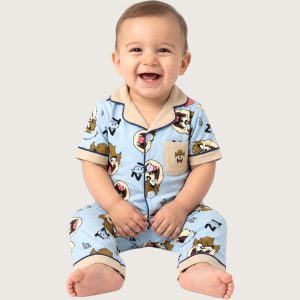 Taz Infant Boys Front Open Pajama Set - Sky Blue