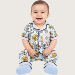 Tom & Jerry Infant Boys Front Open Pajama Set - Blue