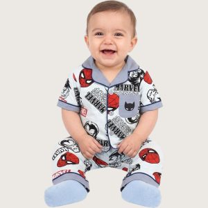 Marvel Comic Infant Boys Front Open Pajama Set - Blue