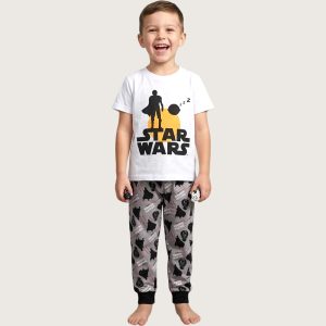 Star Wars Boys Cotton Half Sleeves Pajama Set - White Grey