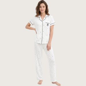 VS Dots Ladies Pajama Set - White