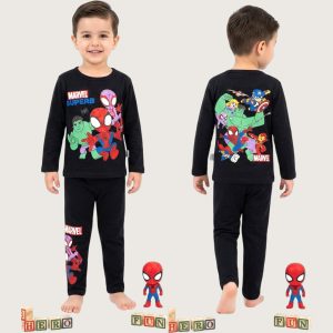 Marvel Superb Boys Full Sleeves Pajama Set KHAFIF - Black