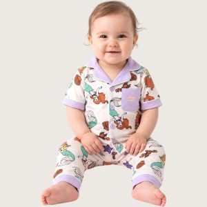 Happy Baby Infant Girls Front Open Pajama Set - Cream