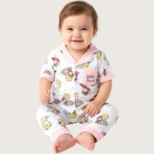 Queen Princess Infant Girls Front Open Pajama Set - Blue
