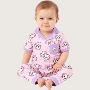 Marie Infant Girls Front Open Pajama Set - Purple