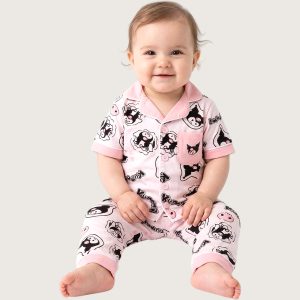 Kuromi Infant Girls Front Open Pajama Set - Pink