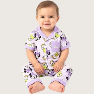Daisy Minnie Infant Girls Front Open Pajama Set - Purple