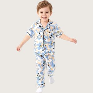 Snoopy Heart Boys Front Open Pajama Set - White