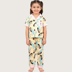 Jasmine Girls Front Open Pajama Set - Yellow